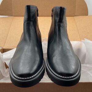 Naturalizer Rue Black Faux Leather Lug Sole Ankle Boots Womens 11M New